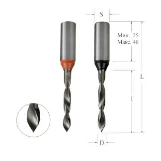 Сверла присадочные сквозные монолитные L=70 Серия 324 Woodwork/Вудворк