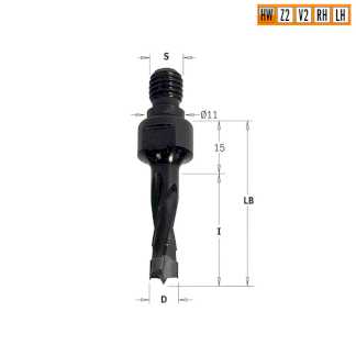 Сверло HW для присадочного станка 5x50x Z=2+2 S=M10/11x4 LH