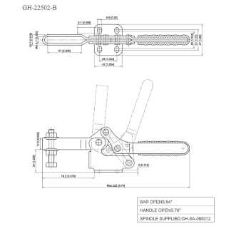 Зажим механический с горизонтальной ручкой усилие 250 кг GH-22502-B