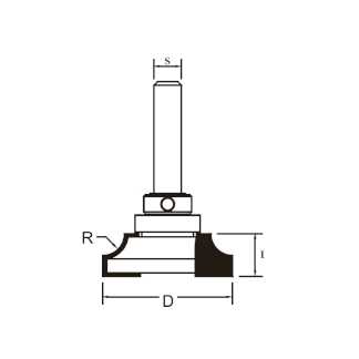 Фреза для молдингов с верхним подшипником, D=38 мм, I=12.5 мм, S=8x32 мм, Z=2, R=6.35 мм Arden