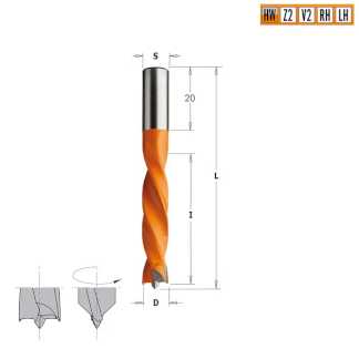 Сверло HW для присадочного станка 6x40x67 Z=2+2 S=8x20 LH