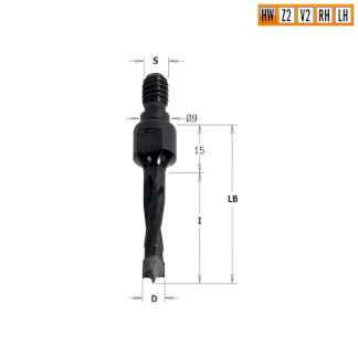 Сверло HW для присадочного станка 8x40x Z=2+2 S=M8/9 RH