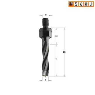 Сверло HW для присадочного станка 10x43x Z=2+2 S=M8 RH