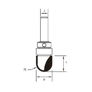 Фреза торцевая радиусная с подшипником, D=12 мм, I=16 мм, S=8x38 мм, Z=2, R=6 мм Arden 219831