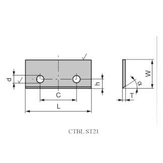 CTBL ST21  60.0x16.5x1.5 D=4.5  KCR08 бланкета твердосплавная