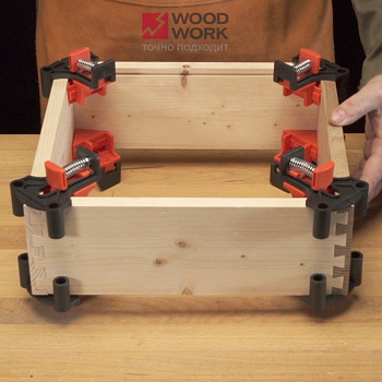 Можно клеить ящики любой высоты с двумя наборами зажимов WOODWORK для соединения под углами 60°, 90°,120°